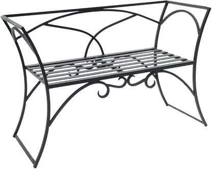 Outdoor Garden Bench Park Bench Metal Frame Furniture with Wrought Iron Arbor Bench with Back