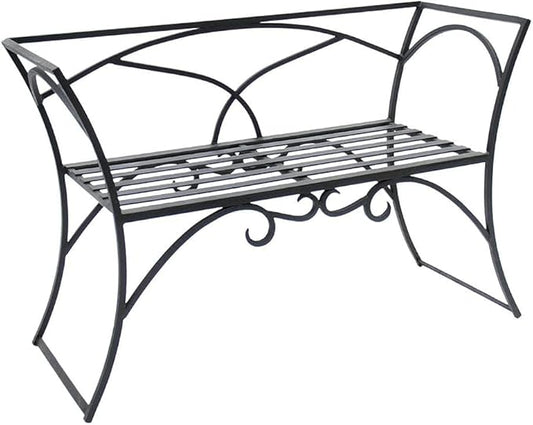 Outdoor Garden Bench Park Bench Metal Frame Furniture with Wrought Iron Arbor Bench with Back