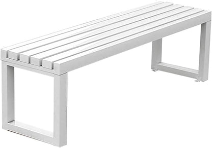 2 Person Outdoor Bench Weatherproof,Metal Garden Benches,Front Porch Bench seat,880 Lbs Weight,Heavy-Duty Furniture Seating for Park,Entryway,Patio Black,Yellow,Orange(White,47.2 Inch)