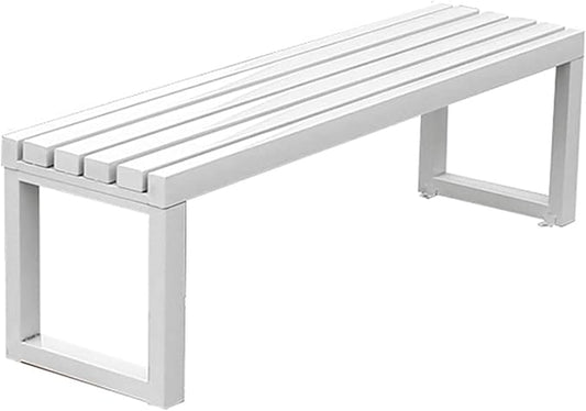 2 Person Outdoor Bench Weatherproof,Metal Garden Benches,Front Porch Bench seat,880 Lbs Weight,Heavy-Duty Furniture Seating for Park,Entryway,Patio Black,Yellow,Orange(White,39.3 Inch)