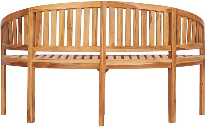 vidaXL Teak Wood Banana Bench - Stylish 3-Seater Patio Garden Furniture with Durable Weather Resistance, Comfortable Seating Design & Customizable Finish