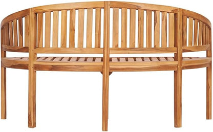 vidaXL Teak Wood Banana Bench - Stylish 3-Seater Patio Garden Furniture with Durable Weather Resistance, Comfortable Seating Design & Customizable Finish