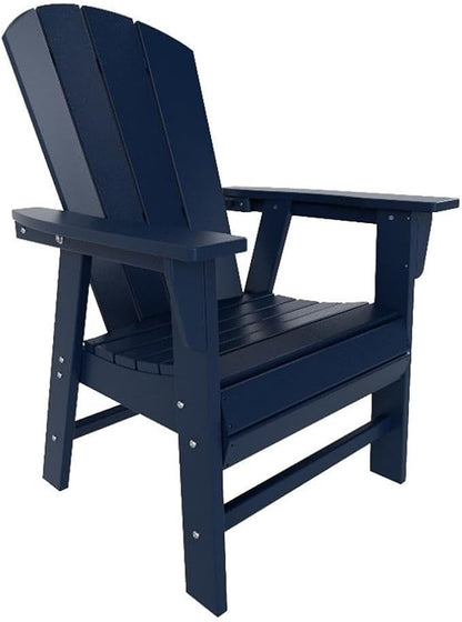 Costaelm Outdoor Adirondack Chair, HDPE Patio Balcony Chairs, Portside Seashell Nautical Curveback Adirondack Chair and Fire Pit Chairs, Navy Blue