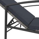 Large Grey Sun Lounger with Cushions, Adjustable Reclining Outdoor Chaise Lounge Chair - Photo 8