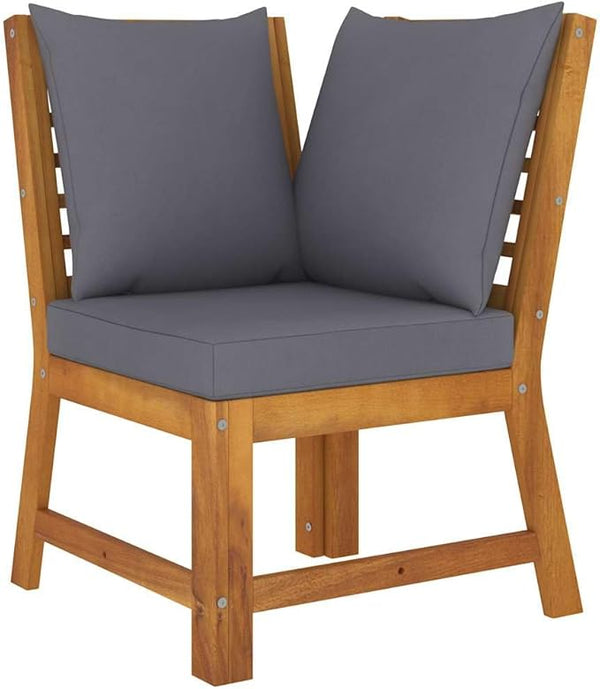 Dark Gray Cushion Sectional Corner Sofa Solid Acacia Wood 4 Piece Set for Patio Garden Deck Poolside Outdoor Furniture - Photo 1