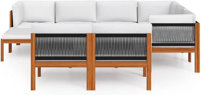 10 Piece Acacia Wood Garden Lounge Set with Weather-Resistant Cushions, Modular Outdoor Patio Furniture for 9 People - Photo 3