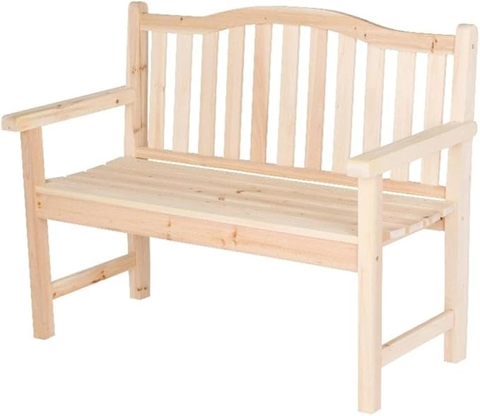 Pemberly Row Traditional Cedar Wood Patio Garden Bench, Beige Finish, 43 in Seat, Moisture-Resistant Kiln-Dried Wood, Perfect for Porch, Patio, Backyard or Indoor Seating