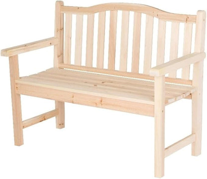 Pemberly Row Traditional Cedar Wood Patio Garden Bench, Beige Finish, 43 in Seat, Moisture-Resistant Kiln-Dried Wood, Perfect for Porch, Patio, Backyard or Indoor Seating