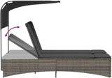 Gray Canopy Double Sun Lounger 31.3" x 21.1" x 21.7" Outdoor Patio Chaise Lounge for Pool Garden Balcony Lounge Chair - Photo 8
