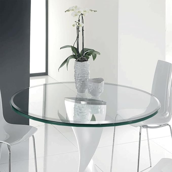 Dulles Glass 56 inch Round Glass Table Top - Tempered - 3/8" Thick Glass Surface, Safe Beveled Edge - Photo 7