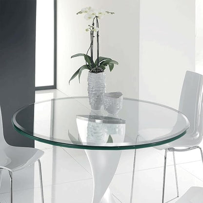 Dulles Glass 56 inch Round Glass Table Top - Tempered - 3/8" Thick Glass Surface, Safe Beveled Edge, Multipurpose for Dining Table, Patio, Coffee and End Table