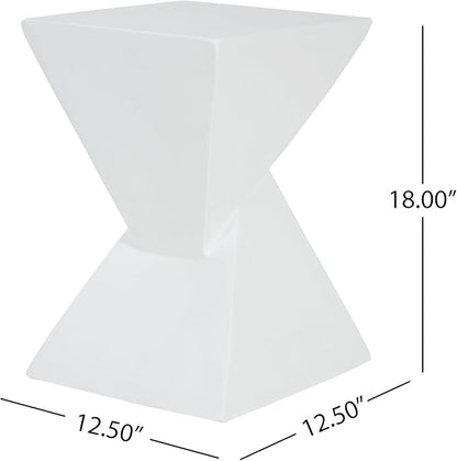 Christopher Knight Home Ginues Lightweight Concrete Square Coffee Table, Indoor and Outdoor Side Table for Living Room, MGO Small Side Table, Two-Tone Design, No Assembly Needed, White