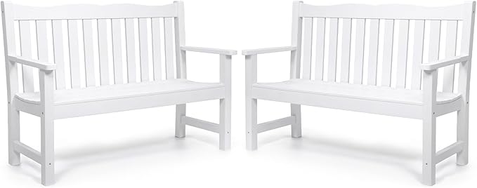 Stoog Outdoor Benches Set of 2, All-Weather HIPS Plastic Garden Bench with 800lb Capacity, Never Fade or Rot - Photo 1
