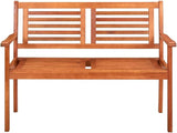 Brown Solid Eucalyptus Wood 2-Seater Ergonomic Garden Bench for Patio Terrace Balcony Outdoor Relaxation Comfortable - Photo 3
