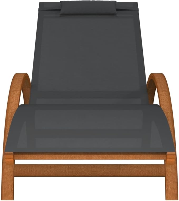 Sun Lounger Grey Textilene Standard Foldable Sun Lounger Beach Chair Outdoor Chaise Lounge for Yard Outside - Photo 4