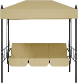 3-Person Convertible Garden Swing Bench, Outdoor Patio Porch Swing Bed with Canopy, Heavy-Duty Powder-Coated Steel Frame - Photo 5