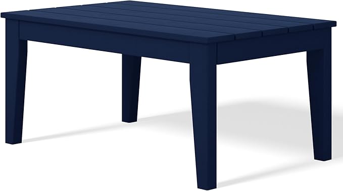 Costaelm Adirondack Outdoor Coffee Table, HDPE Drink Table Weather Resistant, Patio Porch Accent Balcony Table Outdoor End Table for Pool, Seaside, Backyard, Navy Blue