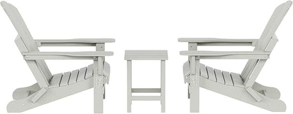 WO WESTIN OUTDOOR HDPE Laguna 3PC Outdoor Poly Adirondack Chair Set with Side Table, Sand