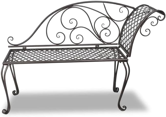 Patio Chaise Lounge,Benches for Outside,Metal Chaise Lounge,Yard Bench,Garden Bench,for The Front Porch,Deck,Balcony,Backyard,Outdoor,Lawn,Yard,Porch,50.4“ Steel Antique Brown