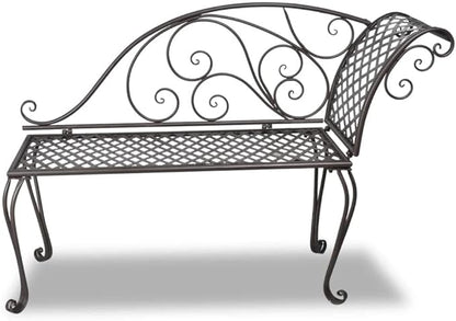 Patio Chaise Lounge,Benches for Outside,Metal Chaise Lounge,Yard Bench,Garden Bench,for The Front Porch,Deck,Balcony,Backyard,Outdoor,Lawn,Yard,Porch,50.4“ Steel Antique Brown