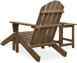 Adirondack Chair with Ottoman and Table Solid Fir Wood Brown Patio Furniture Set for Outdoor Garden Balcony Porch - Photo 4