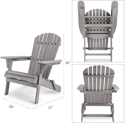 Premium Folding Adirondack Chairs Set of 2 - Solid Cedar Wood Outdoor Lounge Chairs with Embossed Wood Grain, Weather Resistant Patio Furniture for Garden, Poolside, Fire Pit & Backyard