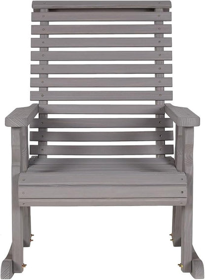 Amish Casual Heavy Duty 600 Lb Roll Back Pressure Treated Rocking Chair (Semi-Solid Grey Stain)
