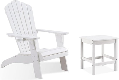 Psilvam Outdoor Side Table, 15.6" Poly Lumber Adirondack Side Table, Weather Resistant Patio Side Table for Poolside, Garden and Front Porch (White)