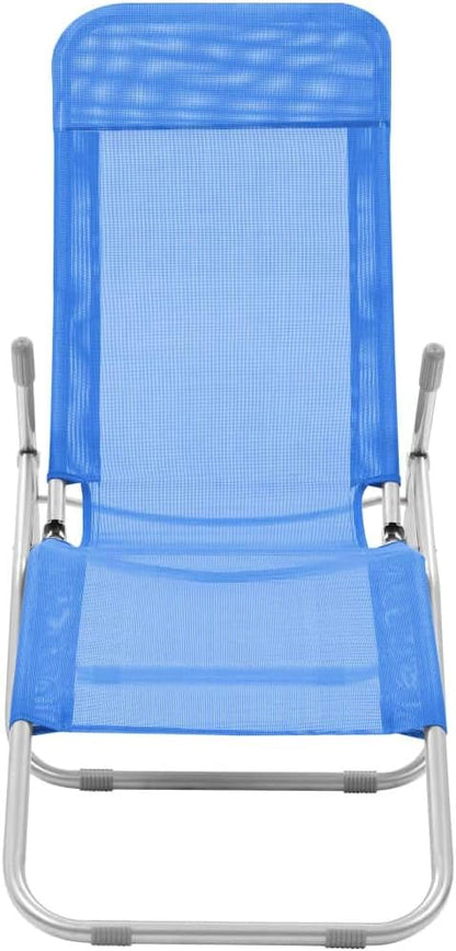 Folding Sun Lounger Set of 2, Adjustable Outdoor Chaise Lounge Chairs with Textilene Fabric, Blue Powder-Coated Steel Frame for Garden, Beach, Patio, Balcony, Portable and Durable for Relaxing