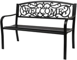 NOLLAM 50" Outdoor Welcome Backrest Cast Bench Garden Bench Patio Park Bench Metal Loveseat Chairs Antique Finish Park - Photo 9