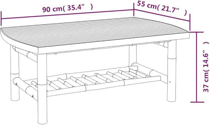 Garden Coffee Table Natural Bamboo Medium Durable Courtyard Furniture Backyard Sofa for Poolside Garden