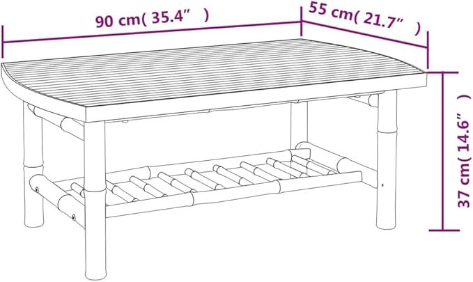 vidaXL Bamboo Patio Coffee Table - Durable, Easy-to-Clean Outdoor Table with Natural Finish and Sturdy Tabletop Ideal for Garden, Patio, Outdoor Decor