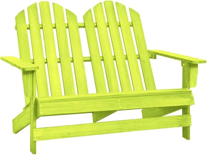 2-Seater Adirondack Chair Solid Fir Wood Outdoor Patio Furniture Green 47" Wide Weather-Resistant Lounge Chairs for - Photo 1