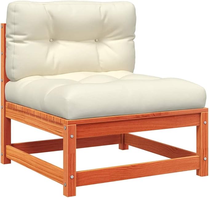 Modular Outdoor Sofa Set with Soft Cushions, Rustic Brown Pine Wood Garden Furniture for Balcony Terrace - Photo 6