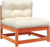 Modular Outdoor Sofa Set with Soft Cushions, Rustic Brown Pine Wood Garden Furniture for Balcony Terrace - Photo 6
