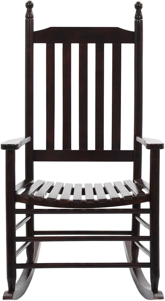 Rocking Chair Brown Solid Poplar Hardwood 32.3 x 23.8 x 56.7 in Vintage Indoor Outdoor Recliner with Gentle Rock for Patio Porch Garden Reading Lounge