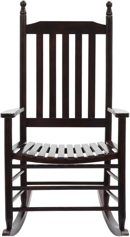 Rocking Chair Brown Solid Poplar Hardwood 32.3 x 23.8 x 56.7 in Vintage Indoor Outdoor Recliner with Gentle Rock for Patio Porch Garden Reading Lounge