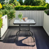 32" Square Outdoor Dining Table - Tempered Glass Top with Umbrella Hole - Photo 6