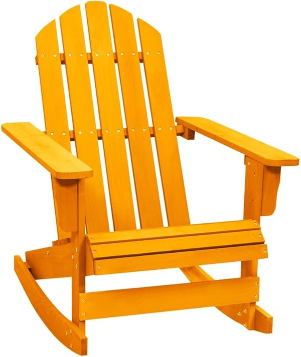 Patio Adirondack Rocking Chair Solid Fir Wood Orange, Patio Dining Chairs, Bar Stools - Photo 1