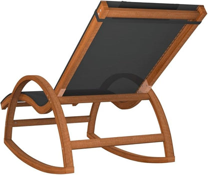Modern Grey Rocking Chair with Cushion 29.1x71.7x39.4 in Textilene & Poplar Wood Outdoor Lounge Chair for Patio Garden Deck Balcony Reading Nook