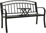 Patio Bench with a Table, Outdoor Garden Benches, Chairs with Armrests for Park, Yard, Porch, Lawn, Balcony, Backyard - Photo 1