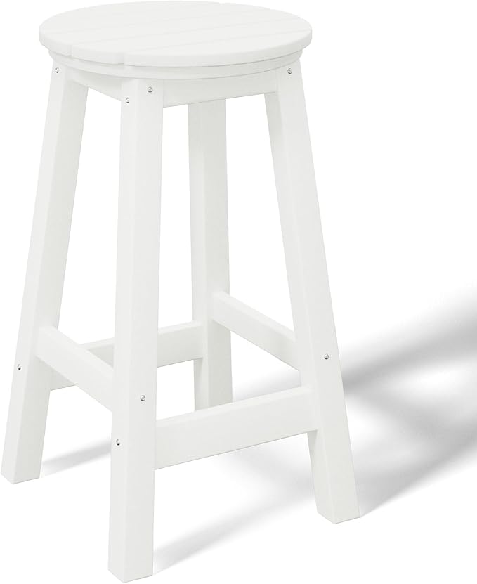 Costaelm 24" Height Outdoor Bar Stools, All-Weather Bar Stools, Adirondack Poly Patio Round Bar Stool for Patio, Deck - Photo 1