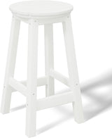 Costaelm 24" Height Outdoor Bar Stools, All-Weather Bar Stools, Adirondack Poly Patio Round Bar Stool for Patio, Deck - Photo 1