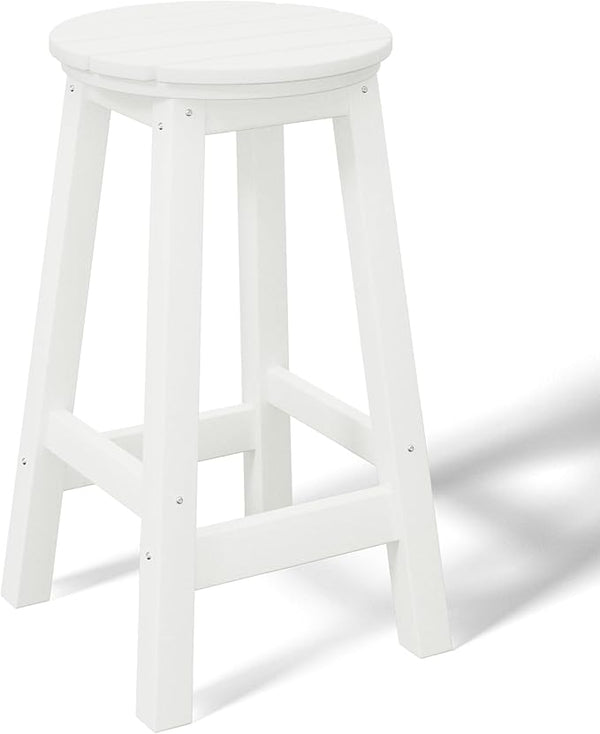 Costaelm 24" Height Outdoor Bar Stools, All-Weather Bar Stools, Adirondack Poly Patio Round Bar Stool for Patio, Deck - Photo 1