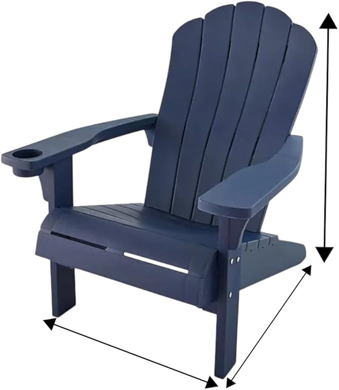 Modern Adirondack Chair with Cup Holder, Outdoor Patio Furniture (Midnight Blue)