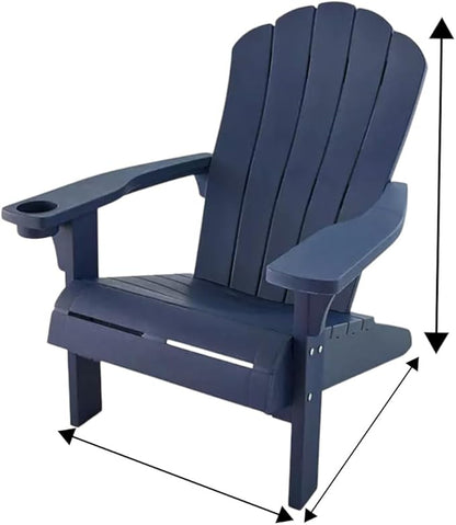 Modern Adirondack Chair with Cup Holder, Outdoor Patio Furniture (Midnight Blue)