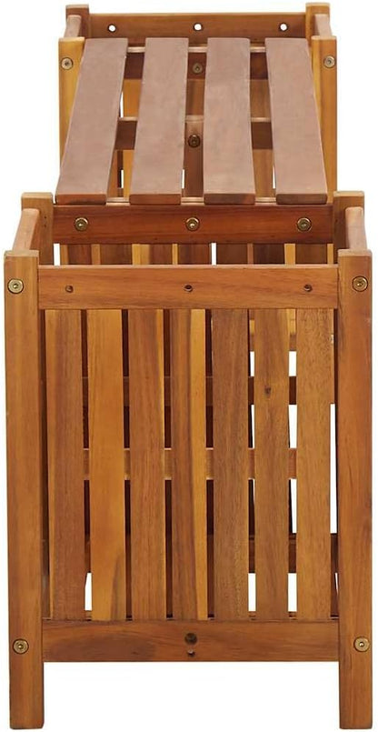 Garden Bench Light Brown Solid Acacia Wood Outdoor Benches Park Bench for Courtyard Lawn