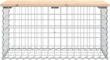 Brown Solid Pine Wood Compact Garden Bench with Gabion Design for Outdoor Patio Seating - Photo 4