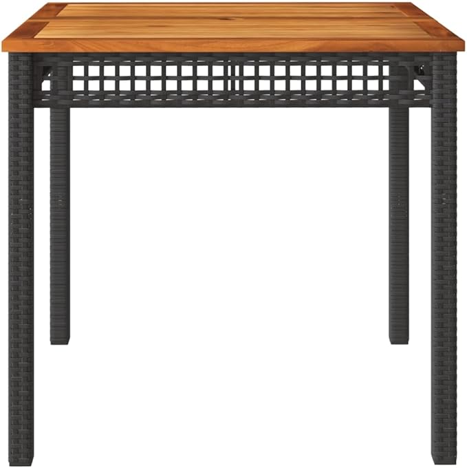 Square Garden Table 31.5 Inch, Outdoor Patio Dining Table with Powder-Coated Steel Frame and PE Rattan for Backyard - Photo 5