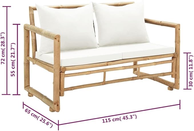 2 Seater Patio Sofa with Cushions, Outdoor Bench, Bench with armrests, Garden Furniture Bench - Photo 2